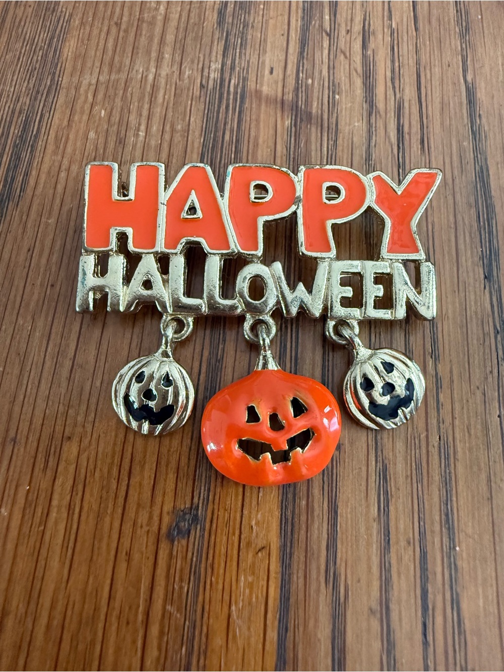 Happy Halloween Pin with Pumpkins